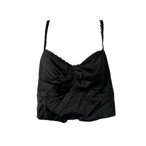 Eloquii Black Satin Top Cropped Punk Grunge Goth Womens Plus Size 20